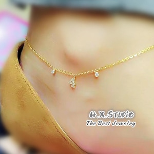 Diamond Number Charm Anklet in Solid 18k Gold/Numerals Anklet or Bracelet/Custom Jewelry/Personalization Design/Gift for Women and Girls