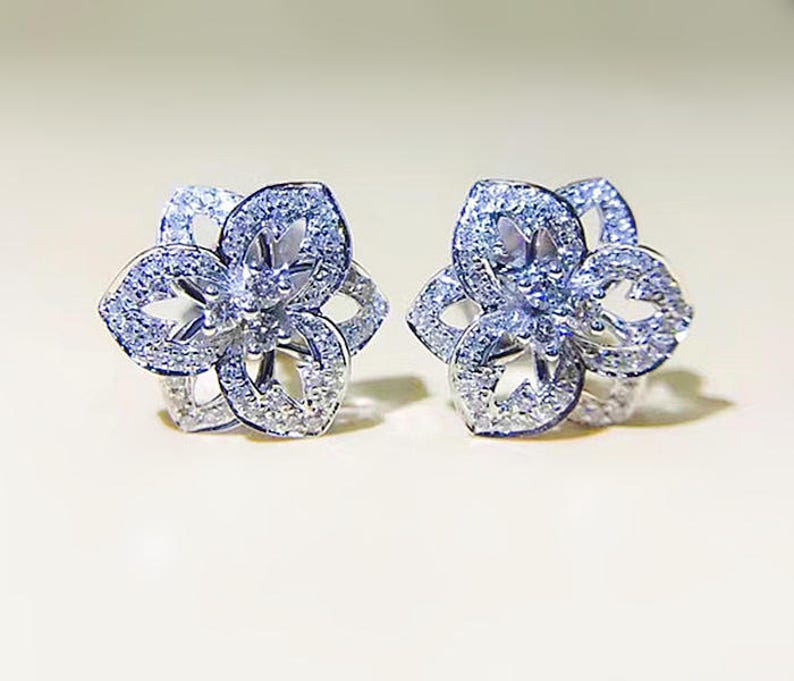 floral diamond stud earrings
