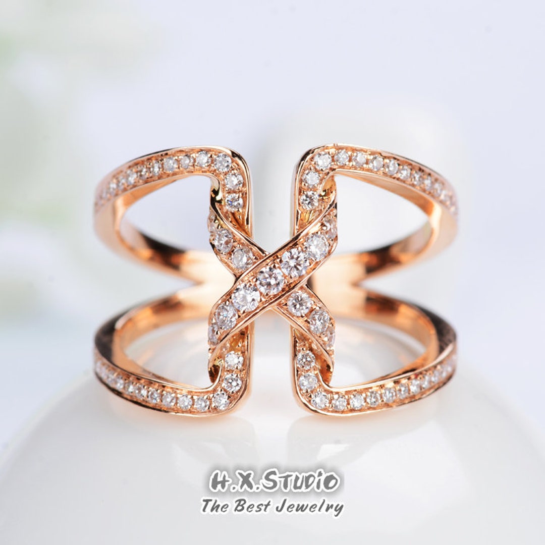 Buy Diamond Crisscross X Ring in Solid 18K Gold/custom Fine  Jewelry/personalization Design/gift for Women and Girls Online in India 