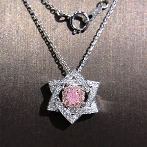 HX Jewelry | Pink Diamond Hexagram Pendant Necklace in Solid 18k Gold/Star of David Pendant/Custom Fine Jewelry/Gift for Women and Girls