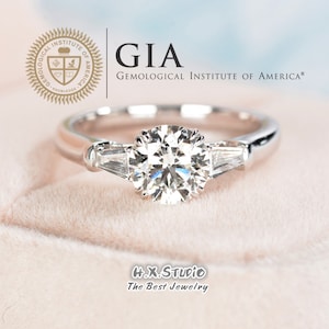 GIA Cert Runder Diamant Verlobungsring, 0.3ct-1.0ct, Diamant Solitär Ehering in 18k Gold, Brautring, Jahrestag, Liebesgeschenk
