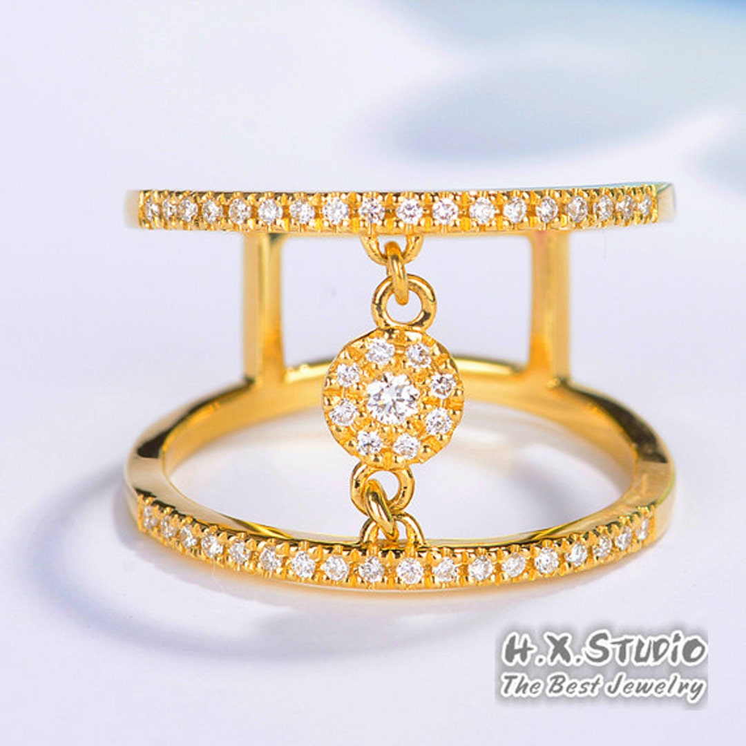 SALE! Solid 18k Gold Splint Diamond Ring, Wedding Diamond Ring, Elegant ...