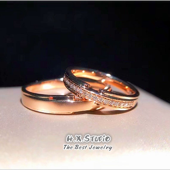 Buy Diamond Wedding Bands in 18k Gold/couple Ring Set/his and Her Rings/promise  Rings for Couple/matching Bands/engagement Rings/ Wedding Bands Online in  India - Etsy
