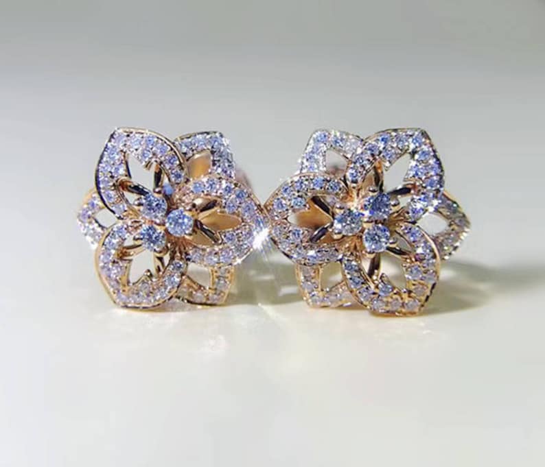 floral diamond stud earrings