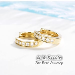 Pave Diamond Circle Hoop Earrings, Genuine Diamond, 18k Solid Gold, Huggie Earrings,Tiny Hoop Earrings,Gift for Her, Gift Idea,Customization