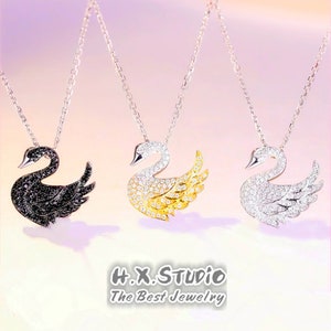 Diamond Swan Pendant Necklace in Solid 18k Gold/Custom Fine Jewelry/Personalization Design/Gift for Women and Girls