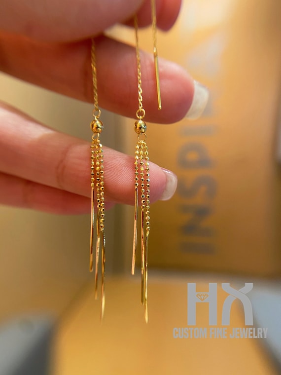 Buy Kairangi by Yellow Chimes Gold Metal Crystal Studded Long Chain Tassel  Fringes Hanging Dangler Earrings for Women and Girls - 8 cm Online at Best  Prices in India - JioMart.