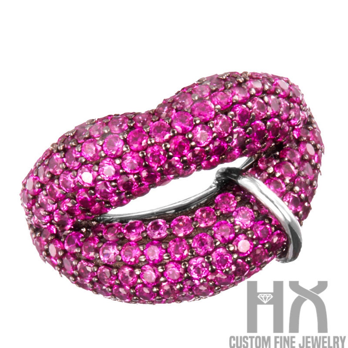 Pink Sapphire Lips Kiss Ring in Solid 18k Gold/Kiss Me Etsy