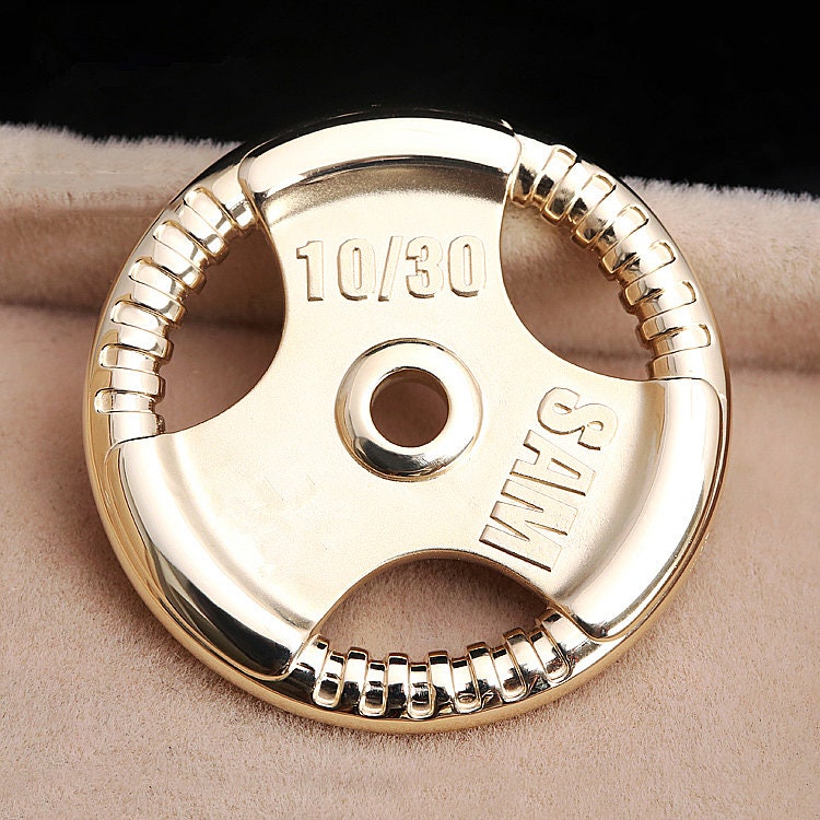 Solid 9k Gold Powerlifting Weight Plate/hx Playful Accessory/gym