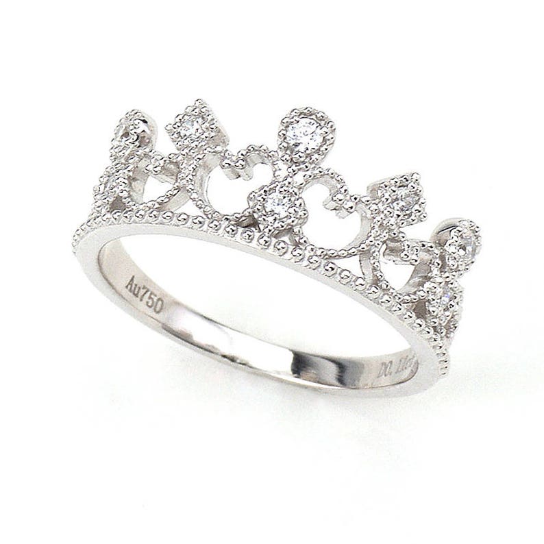 Diamonds Tiara Wedding Band in Solid 18K Gold/lacy Filigree Etsy