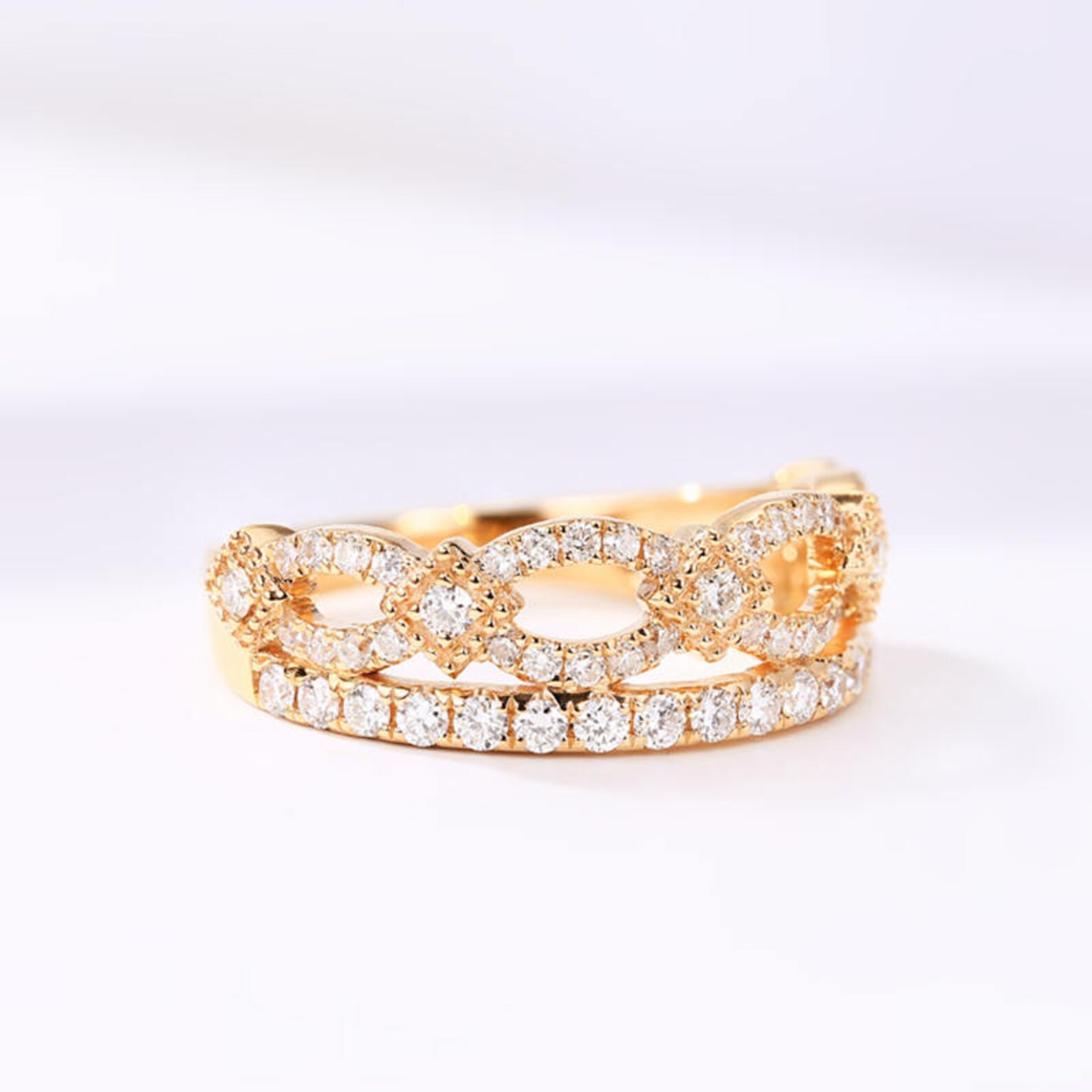 Diamonds Tiara Band in Solid 18K Gold/crown Wedding Etsy