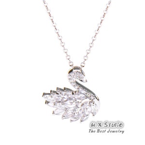 Diamond Swan Pendant Necklace in Solid 18k Gold/Custom Fine Jewelry/Personalization Design/Gift for Women and Girls