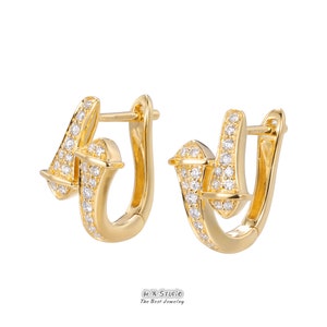 Diamant Schlangenkopf geformt Huggie Hoop Ohrringe, massives 18k Gold, echter Diamant, Tier Schmuck, Geschenk für sie, Anpassung Schmuck