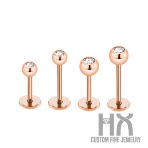 HX Jewelry | Diamond Labret Unisex Lip Piercing Studs in Solid 18k Gold/Labret Studs for Nose, Helix, Tragus, Lobe/Gift for Women and Girls