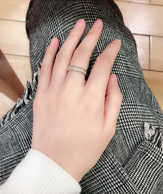 ダイヤモンドパヴェ3列フルエタニティリング 18K ツートンゴールド