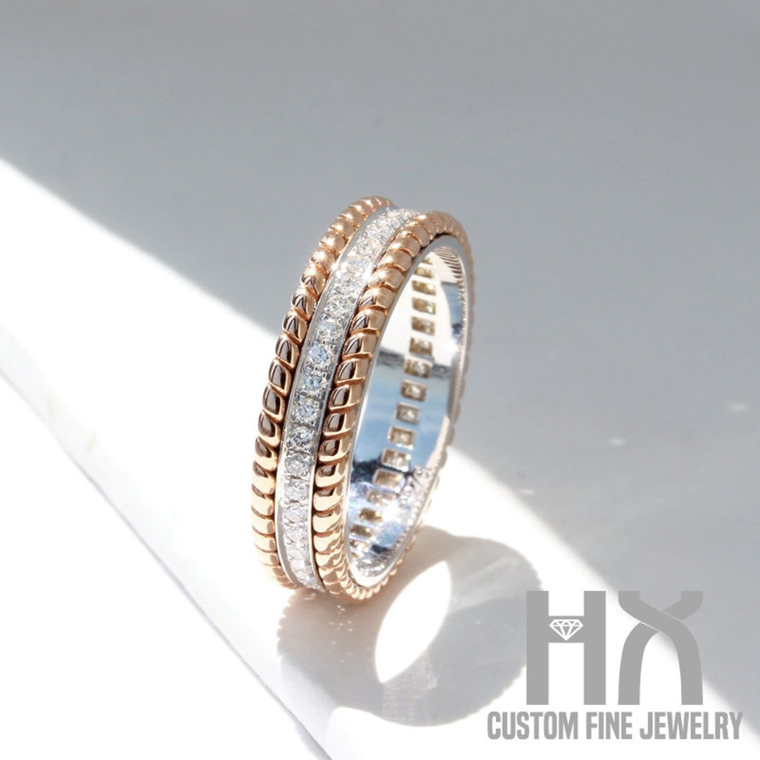 ダイヤモンドパヴェ3列フルエタニティリング 18K ツートンゴールド