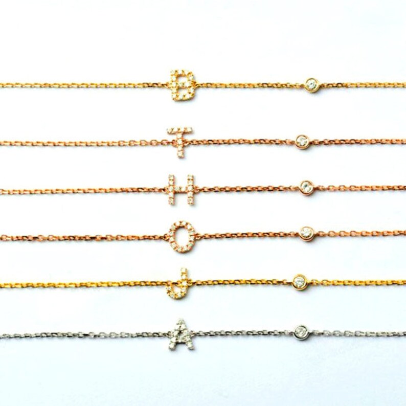 Personalized Diamond Initials Bracelet/diamond A-Z Letters | Etsy