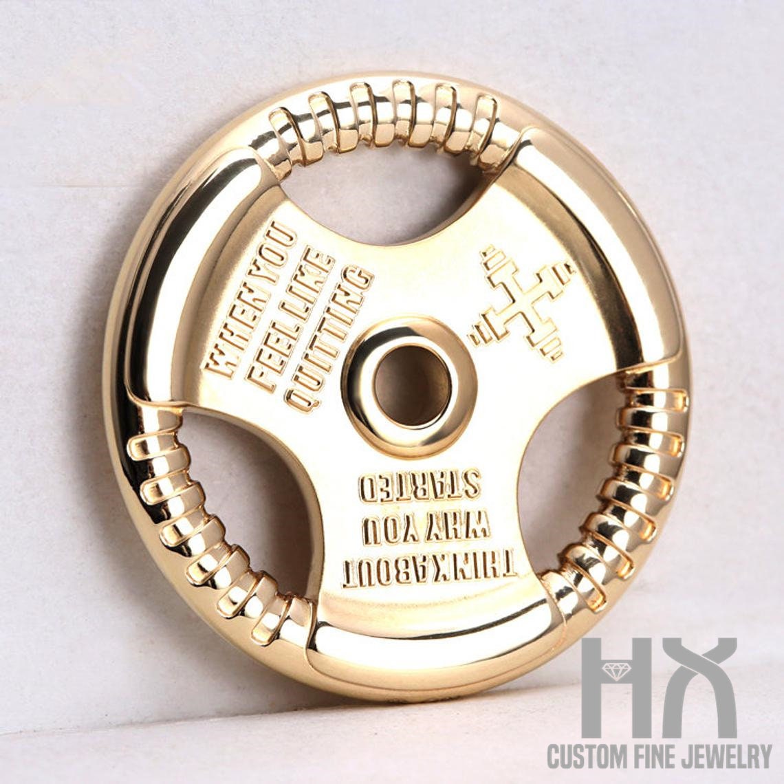 Solid 9k Gold Powerlifting Weight Plate/hx Playful Accessory/gym
