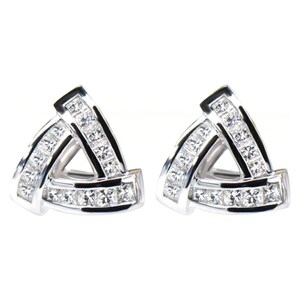 HX Jewelry | Channel Setting Princess Cut Diamond Triangle Earrings in Solid 18k Gold, Gift for Her