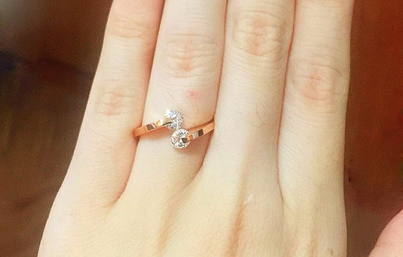 Diamond Toi Et Moi Engagement Ring in Solid 18k Gold/modern Etsy