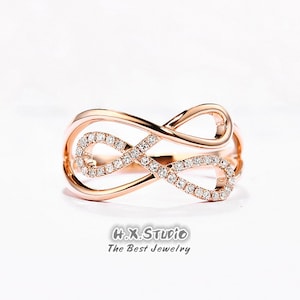 Diamond Infinity Wedding Ring in 18k Gold/Love Knot Statement Ring/Triple Infinity Knot Ring/Gift for Women and Girls/Custom Jewelry