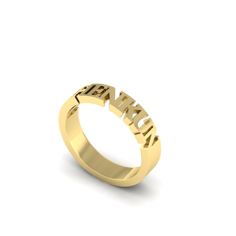 Personalized Carved Name Rings Initial Ring Name Rings Personalized 18K Gold-Plated Rings