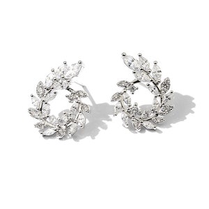 Marquise Diamond Wreath Style Swirl Earrings in Solid 18k Gold/Custom Fine Jewelry/Personalization Design/Unique Gift for Women and Girls