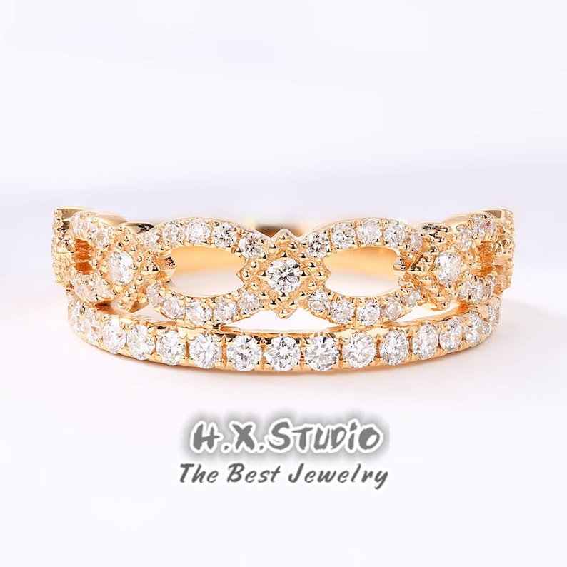 Diamonds Tiara Band in Solid 18K Gold/crown Wedding Etsy