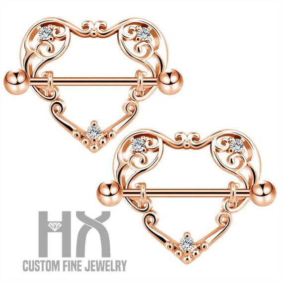 thumbnail image 2 of Snake Love Heart Pink Gem Dangle Nipple Shield – 14g (1.6mm) Surgical Steel Body Jewelry 2 of 6