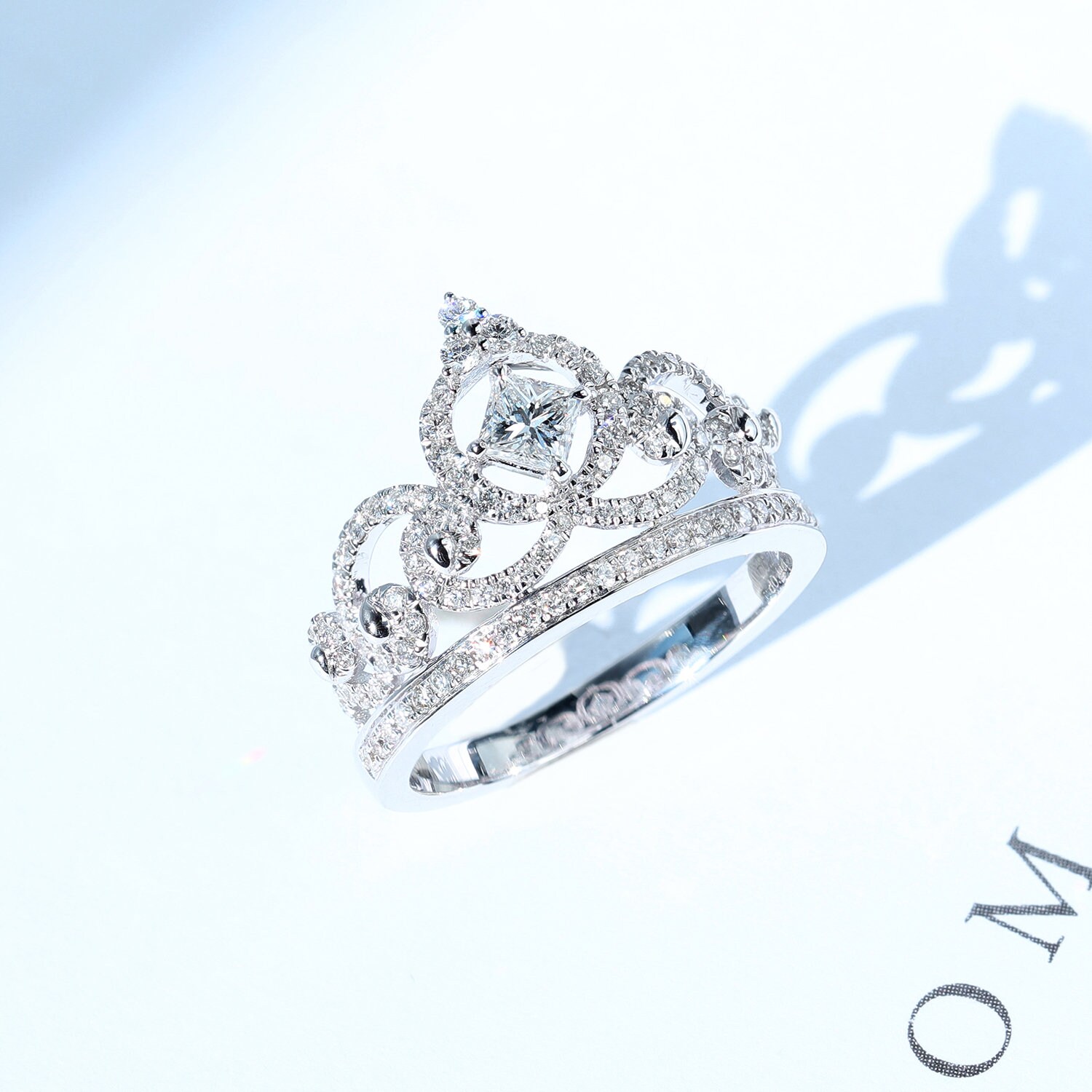 Diamond Tiara Wedding Band in Solid 18K Gold/Princess Cut Etsy