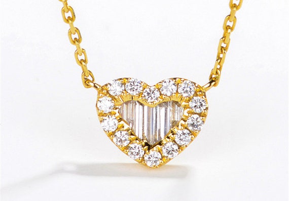 Gold and diamond heart pendant cheap