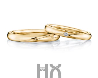 Diamond Wedding Bands in 18k Gold/Couple Ring Set/His And Her Rings/Promise Rings for Couple/Matching Bands/Engagement Rings/ Wedding Bands