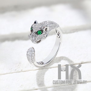 Diamond Leopard Wrap Open Ring in Solid 18K Gold/Diamond Panther Ring/Custom Jewelry/Personalization Design