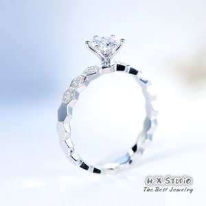 Bague de fiançailles Bee My Love en or 18 carats (0,16 CTW) + diamant cultivé en laboratoire central 1,0 CT VS2+ Clarté F+ Couleur | Bijoux HX