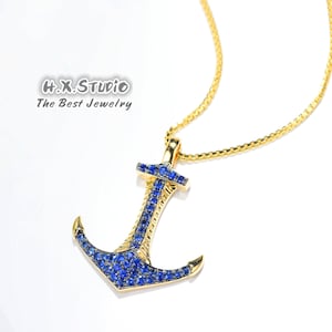 Sapphire Anchor Pendant Necklace in Solid 18K Gold/Sailor Jewelry/Custom Fine Jewelry/Personalization Design/Gift for Women and Girls