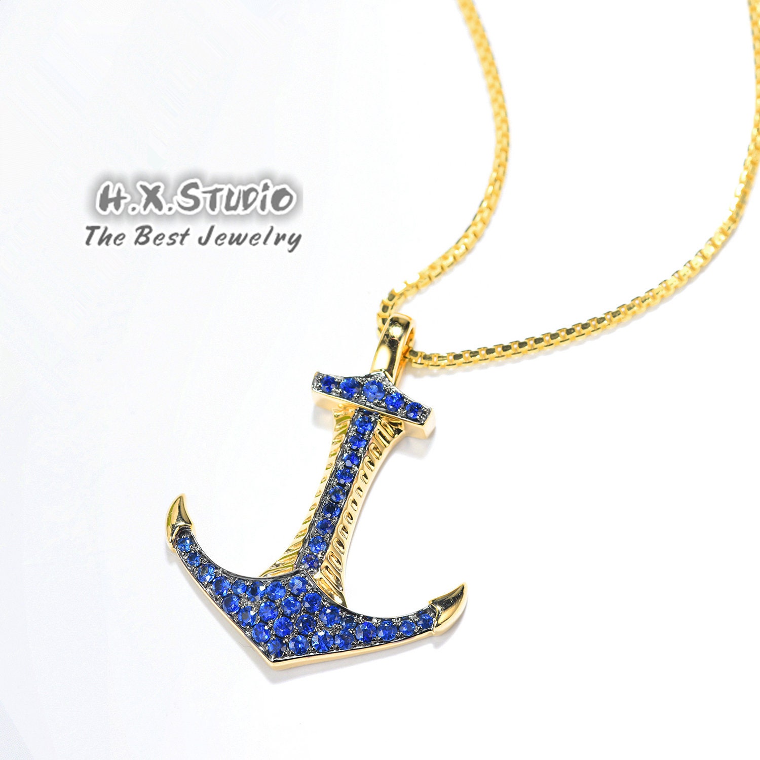 Sapphire clearance anchor necklace