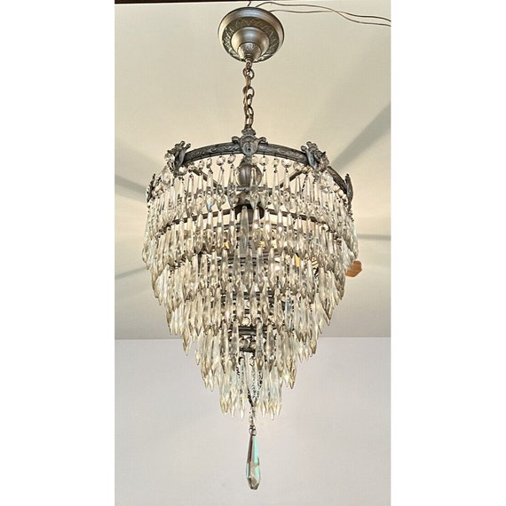 Antique Art Deco 1920s 1930s Silver Wedding Cake Crystal 6 Tier
