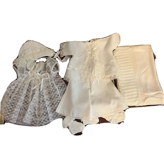 Vintage Infant Baby Christening Baptismal Set She… - image 1