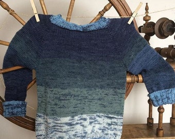 Child's Blue and Green Jewel Neck Sweater Jumper
