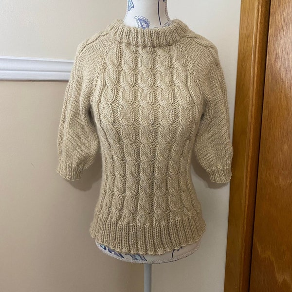 cable knit satin tie back sweater