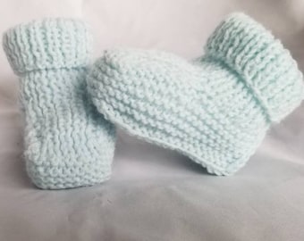 Handmade Knit Baby Booties, Newborn Booties, Baby Shower Gift, Baby Socks
