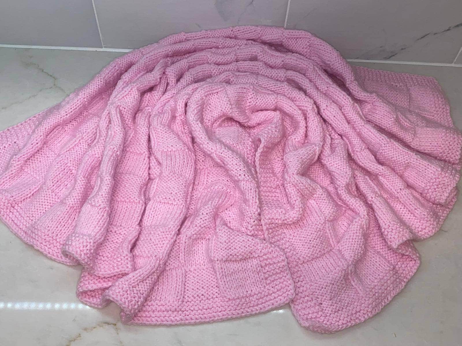 Pink Knitted Baby Blanket Hand Knit Baby Blanket Handmade Etsy