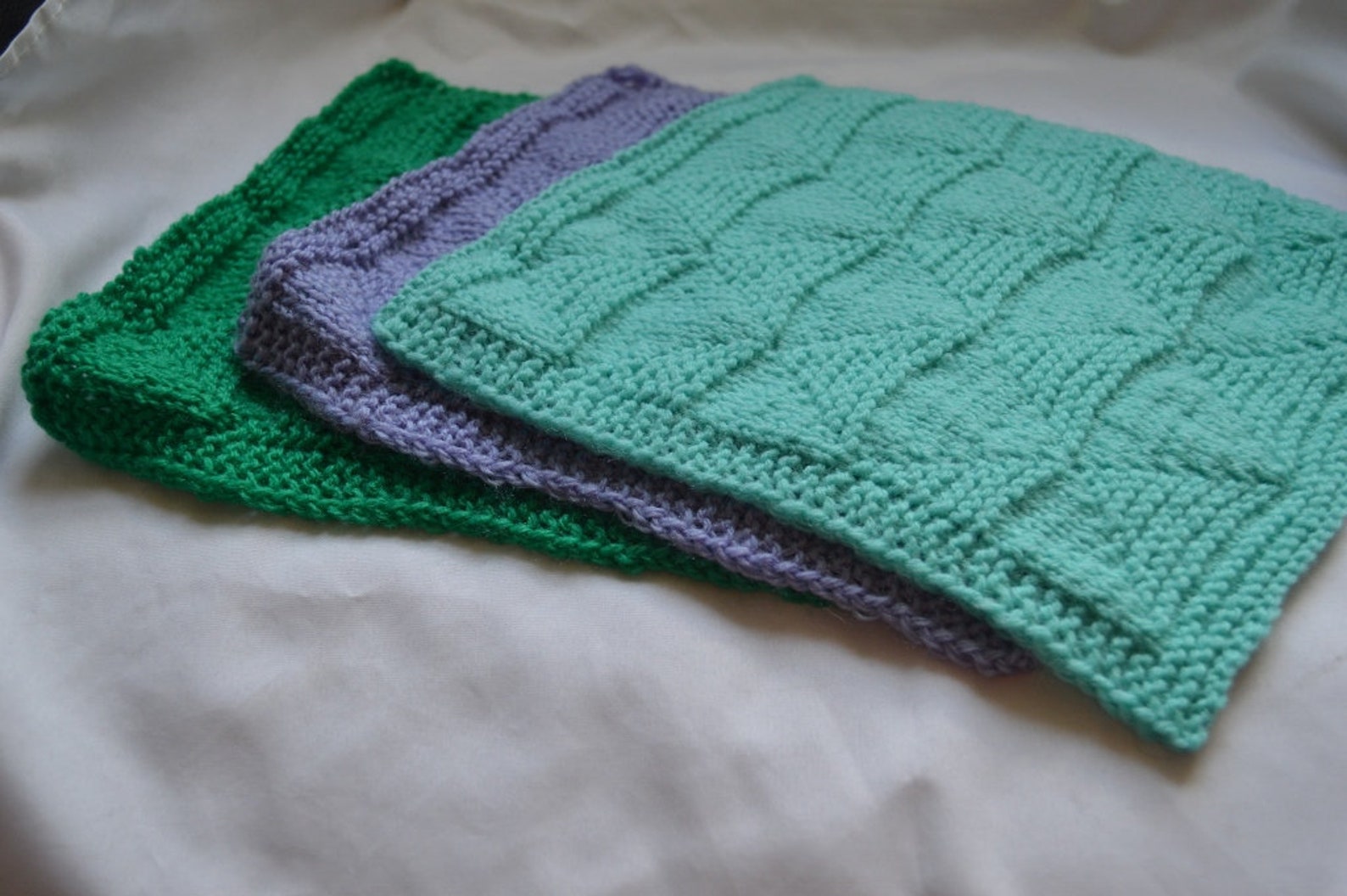 Hand Knit Washcloths Knitted Washcloths Hand Knit Set of 3 Etsy