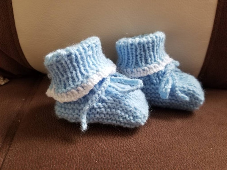Blue Hand Knit Baby Booties, Newborn Babies Booties, Unisex Booties ...