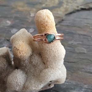 Blue Tourmaline Ring / Double Banded Ring / Stackable Ring / Size 7 1/4 / Gemstone Ring / Handmade Ring