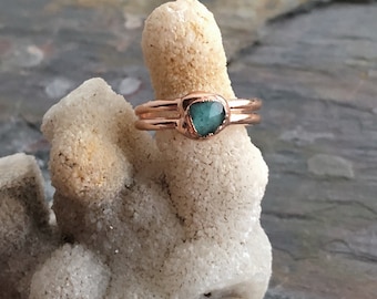 Blue Tourmaline Ring / Double Banded Ring / Stackable Ring / Size 7 1/4 / Gemstone Ring / Handmade Ring