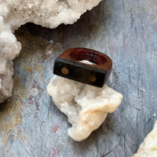 Cocobolo and Ebony Wood Ring / Size 7 Ring / Exotic Wood Ring / Handmade Wood Ring