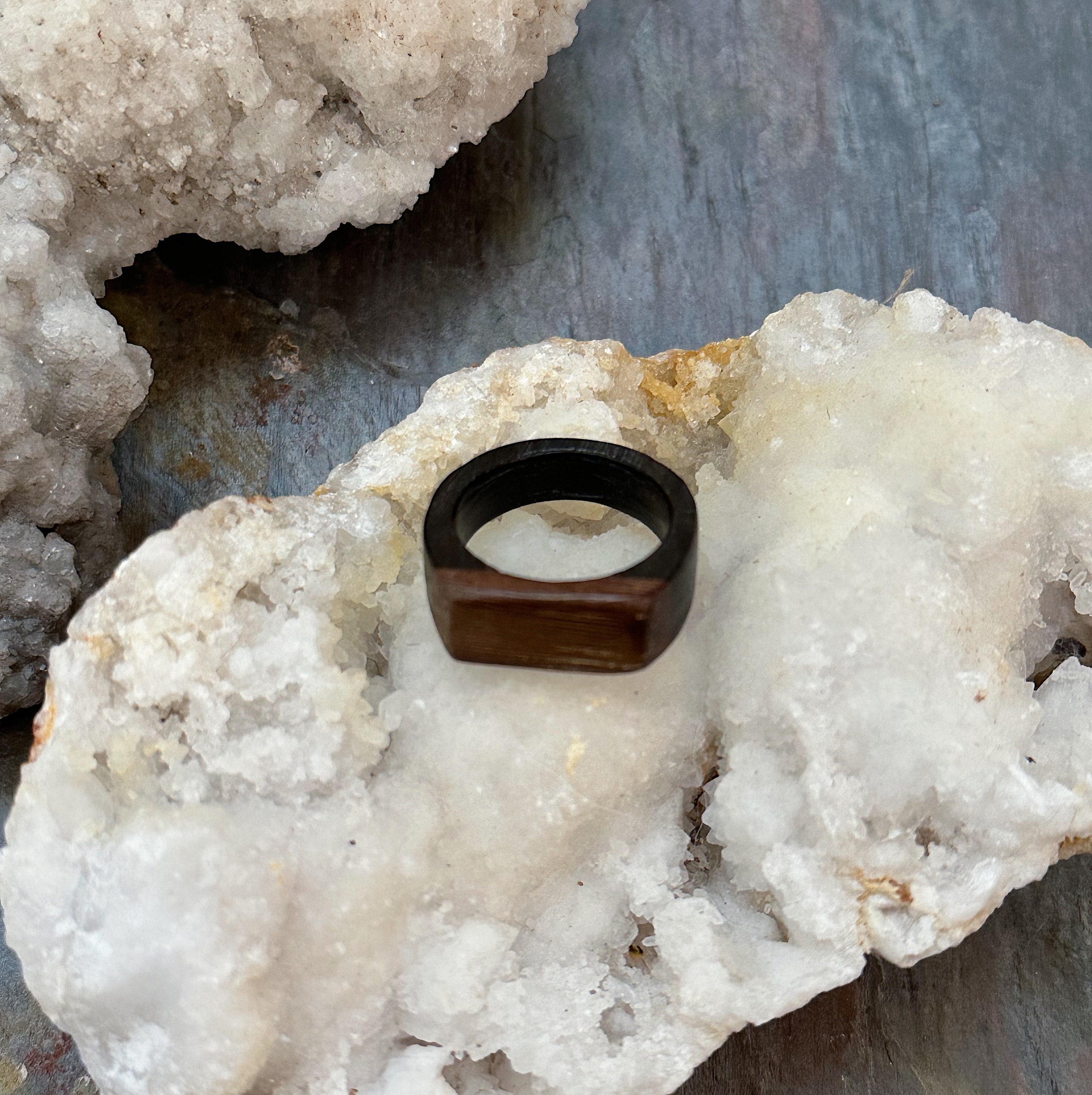 Cocobolo and Ebony Wood Ring / Handmade Wood Ring / Size 8 Ring / Exotic Wood Ring