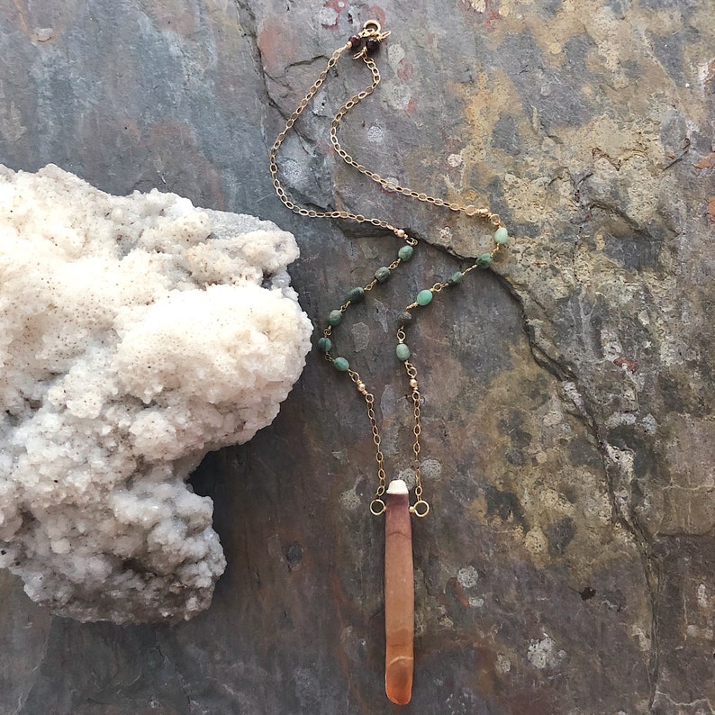 Sea Urchin Spine Pendant / Emerald and Sea Urchin Necklace / image 2