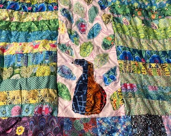 Peacock appliqué quilt